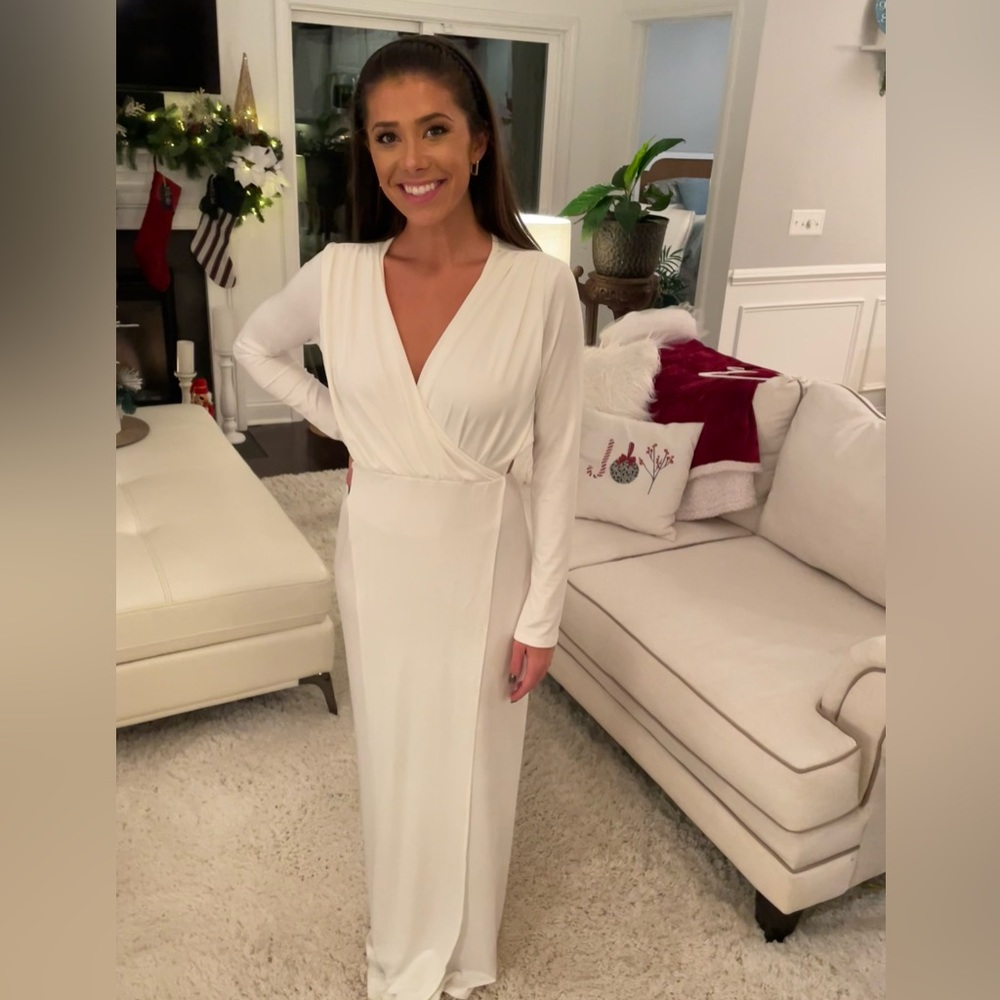 White wrap maxi dress. Peekaboo sides